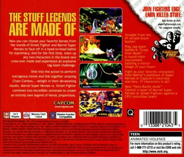 Marvel Super Heroes vs Street Fighter (US) box cover back